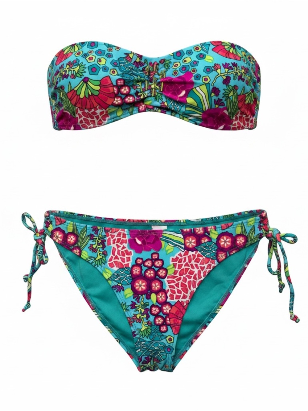 Laura Swimwear Turquoise Floral Bandeau Bikini Set